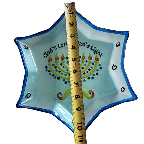 Star Of David Glass Dish Celebrate Hanukkah Menorah God's Lamp Man's Light - Picture 6 of 10